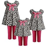 Bonnie Jean Baby/INFANT 12M-24M 2-Piece FUCHSIA-PINK BLACK WHITE PULL-THRU RIBBON CHEETAH PRINT KNIT Dress and Legging/Pants Outfit Set