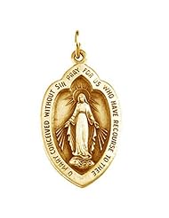 14k Yellow Gold Miraculous Medal Pendant - 12 X 18mm