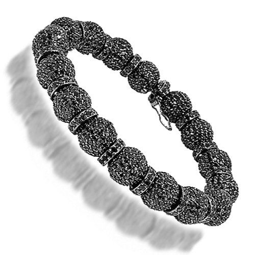 14K Gold Black Rhodium Plated Mens Shamballa 