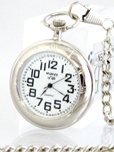 Herren Edle A12 N&B Taschenuhr mit XXXL ZIFFERN inkl. Kette !! mechanisch Taschenuhr