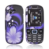 PURPLE FLOWER ON BLACK Rubberized Hard Plastic Case Cover For Samsung Gravi ....