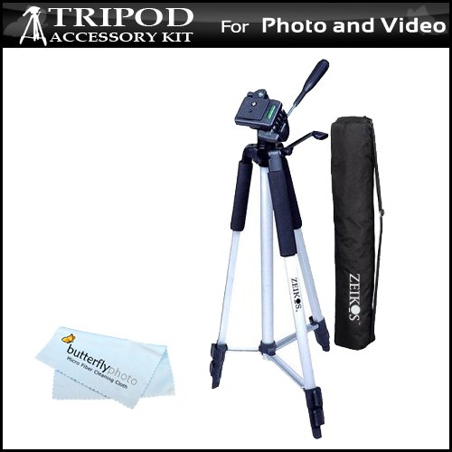 Lightweight 57 Tripod with 3 Way Pan Head, Leg Locks, & Built-in Tripod Handle for Nikon D3000 / D3100 / D5100 / D7000 , Canon EOS Rebel T3i / T2i / 5D / 60D , Canon VIXIA HF M41 / HF R200 , Toshiba Camileo H30 & More Digital SLR Cameras &am