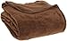 Elite Home All Seasons Collection Micro Fleece Plush Solid F/Q Blanket, Chocolate