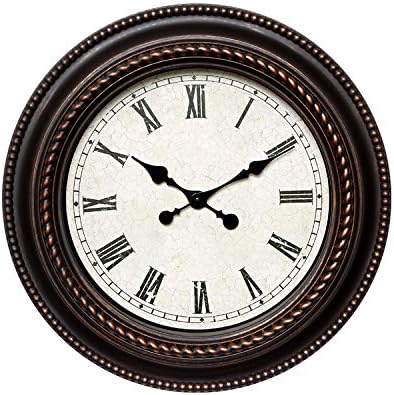 Daao Round Wall Clock, Living Room, Quiet Wall Clocks, 20 Inch , Coffee Color