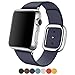 FanTEK Apple Watch Band, Modern Buckle  Leather Replacement iWatch Strap for Apple Wrist Smart Watch 42mm Models - Midnight Blue