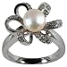 Morning Bloom White Cultured Pearl Cubic Zirconia Platinum Overlay Sterling Silver Ring