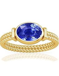 14K Yellow Gold Oval Cut Blue Sapphire Solitaire Ring