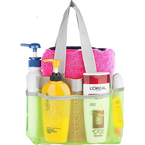 YaeloDesign Shower Caddy Quick Dry Hanging Toiletry & Bath Organizer with 7 Storage Compartments,Green