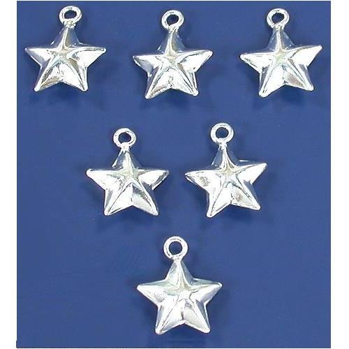 Star Charms Sterling Silver 12.5mm 6Pcs