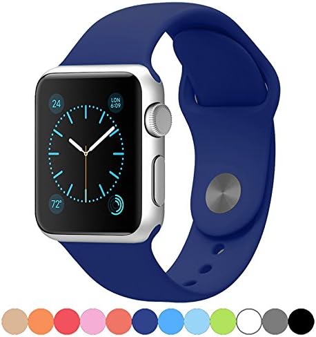 Apple Watch Band - Elias Bands Soft Silicone Sports Style Replacement iWatch Strap Black, for all Apple Watch Models - 38mm (Midnight Blue)