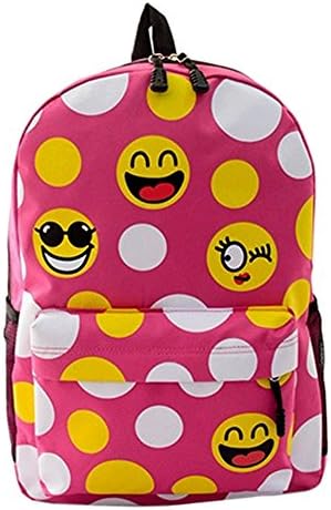 Emoji Backpack Canvas for Boy Girl Emojis School Bookbag Smiling Face Casual Daypacks