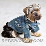 Vintage Blue Denim Jacket with Pockets Dogs Clothes Medium
