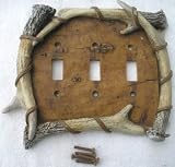 Big Sky Carver Antler Bark Triple Switch Plate Cover