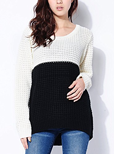 (ディーループ)D-LOOP スプリング バイカラー ワンピース レディース チュニック バイカラー ニット 長袖 ミニワンピ 春 夏107089