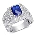 Jewelry : Breathtaking Radiant Cut Checker Board Created Blue Sapphire & White CZ Size 8 Gemstone Ring in Sterling Silver