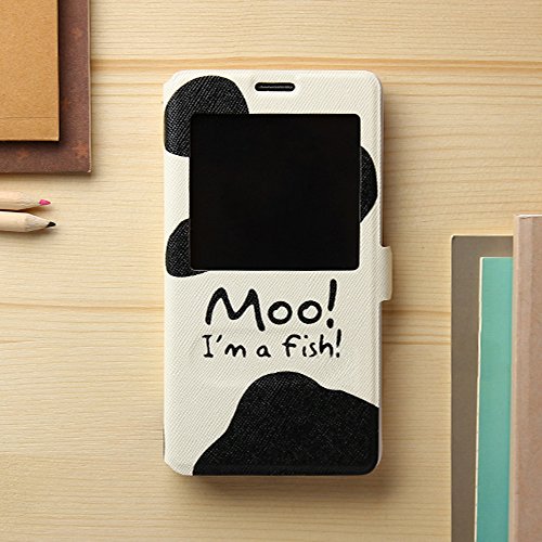 Galaxy Note 4 Flip Case, ANLEY Happy Flip Series - [Leather Finish] [Magnet Design] Smart Window View Flip Cover Wallet Case with Hand Free Phone Stand for Samsung Galaxy Note4 + Free Ultra Clear Screen Protector Film