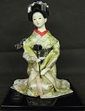 Oriental Geisha Lady Figurine On Wooden Base (A295)