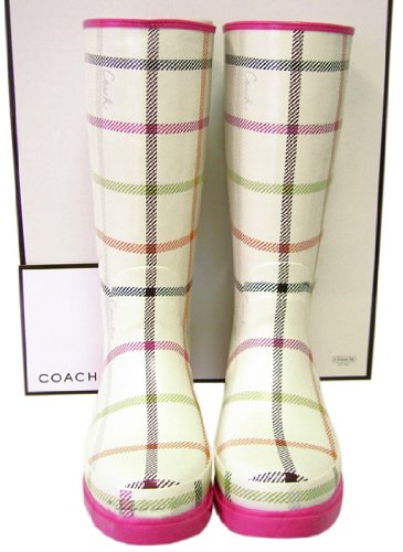 COACH SIGNATURE PAISLEY TATTERSALL RAIN BOOTS
