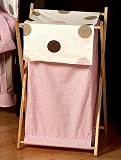 JoJo Designs Baby and Kids Clothes Laundry Hamper - Pink and Brown Modern Polka Dots