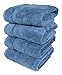 SALBAKOS 100% Turkish Cotton Bath Towel Set of 4 27x54 inch | Heirloom Quality | Hotel & Spa Collection | Ultra Soft, Super Absorbent, Long Lasting Bath Towels | Made in Turkey (Blue, 4 Bath Towels)