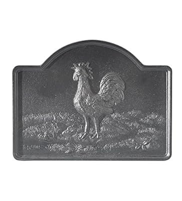 Rooster Cast Iron Fireplace Fireback In Matte Black Finish