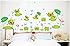 Lovely Animal Pond Wall Sticker Jumping Frogs with Dragonflies and Lotus Nursery Wall Decal
