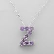 Necklace With 2.25ctw Genuine Amethysts Beautifully Crafted in 925 Sterling silver Length 16in