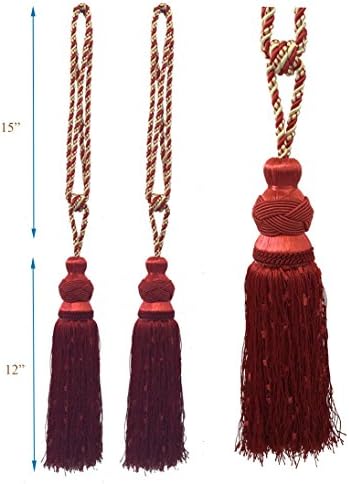 Fabric Bureau Elegant Drapery Tiebacks Tassels for Window Home Decoration Chose From Style/size/color (Ruby L)