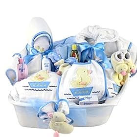 Pampered New Baby Boy Bath Time Gift Basket - Great Shower Gift Idea for Newborns