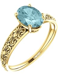 14K Yellow Gold 8.00x6.00mm Oval Cut Mozambique Blue Paraiba Tourmaline Ring -- LIFETIME WARRANTY
