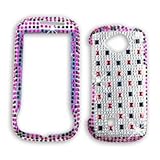 Full Diamond Crystal, Red & Blue Squares on White Samsung Reality u820 Veri ....