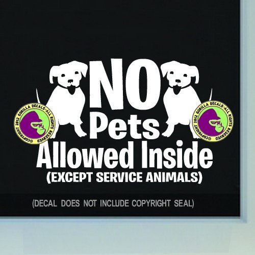 NO PETS ALLOWED INSIDE Retail Shop Store Front Door Window Sign Vinyl Decal Sticker WHITE
