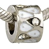 April Bithstone White Drop Pattern Birthstone Charm Bead Fits Pandora Bracelet