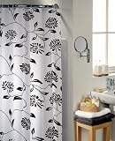 Camden Black Water Repellent Polyester Shower Curtain Including 12 Curtain Rings