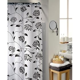 Camden Black Water Repellent Polyester Shower Curtain Including 12 Curtain Rings