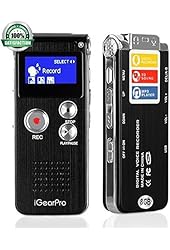 iGearPro Multifunctional Voice Recorder - Portable Rechargeable Digital Audio Dictaphone - MP3 Player (8GB)