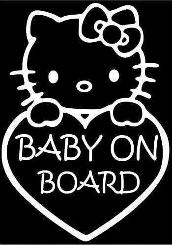 Baby on Board Decals (Vinyl Sticker for Car, Funiture, Laptop, Wall, Window...etc.)(8"x6", White)