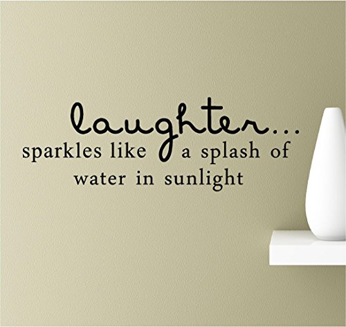 Laughter sparkles like a splash of water in sunlight text wall art silhouette symbol nursery sticker decal car truck window computer laptop scripture (Black)