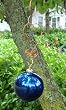 Blue Lollipop Stainless Steel Gazing Globe Suncatcher with Copper Heart Hanger (4 inch)