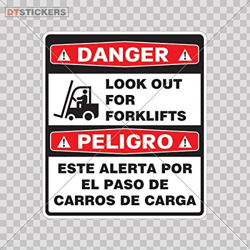 Stickers Safety Sign Danger Look Out For Forklifts / Pe Color Print (8 X 7 In... Size: 5 X 4.4 Inches Vinyl color print