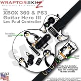 Penguins on White WraptorSkinz Skin fits XBOX 360 & PS3 Guitar Hero III Les ....
