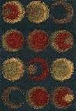 IMAGE OF Hand Tufted Carpet Area Rug Shaggy Circles BLACK 5x8