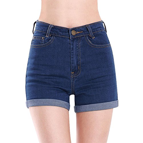 Zeagoo Womens Korea Style High Waist Crimping Denim Shorts Jeans Shorts