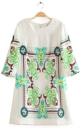 Women Sexy O-neck Print Above Knee Short Sleeve A-line Dress