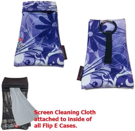Purple Flowers Flip Carry Case with Built in Cleaning Cloth and Carbiner to attach to belt loop or pocketbook for HTC Evo 4g LTE, Incredible 4g LTE, One X, One S, One V, Vivid, Rezound, Rhyme..