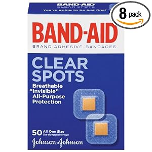 Band-Aid Brand Adhesive Bandages, Clear Spots, 50-Count Bandages (Pack of 8) by Band-Aid