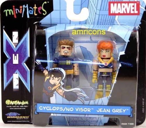 Marvel Mini-mates Series 3 Cyclops / no Visor &amp; Jean Grey VARIANT Figure 2-pack - EXTREMELY RARE by TexasToysandComics