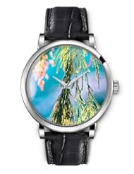 SPRAWL Aanalog Fashion Series Silver Ladies Watches of Genuine Black Leather Strap,Unique Wrist Watch for Women Girls Designed with Branches of a tree