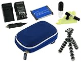 rooCASE 5n1 Nylon Hard Shell (Dark Blue) Case with Memory Foam / NB-4L 900MaH Li-Ion Battery / AC DC Charger / Tripod / LCD Cleaning Kit for Canon PowerShot SD780IS Digital Camera Red