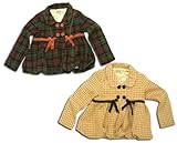 短丈　ウール混のかわいらしいチェック柄のダブルボタンジャケット（濠Du） オレンジ 110cm(下)